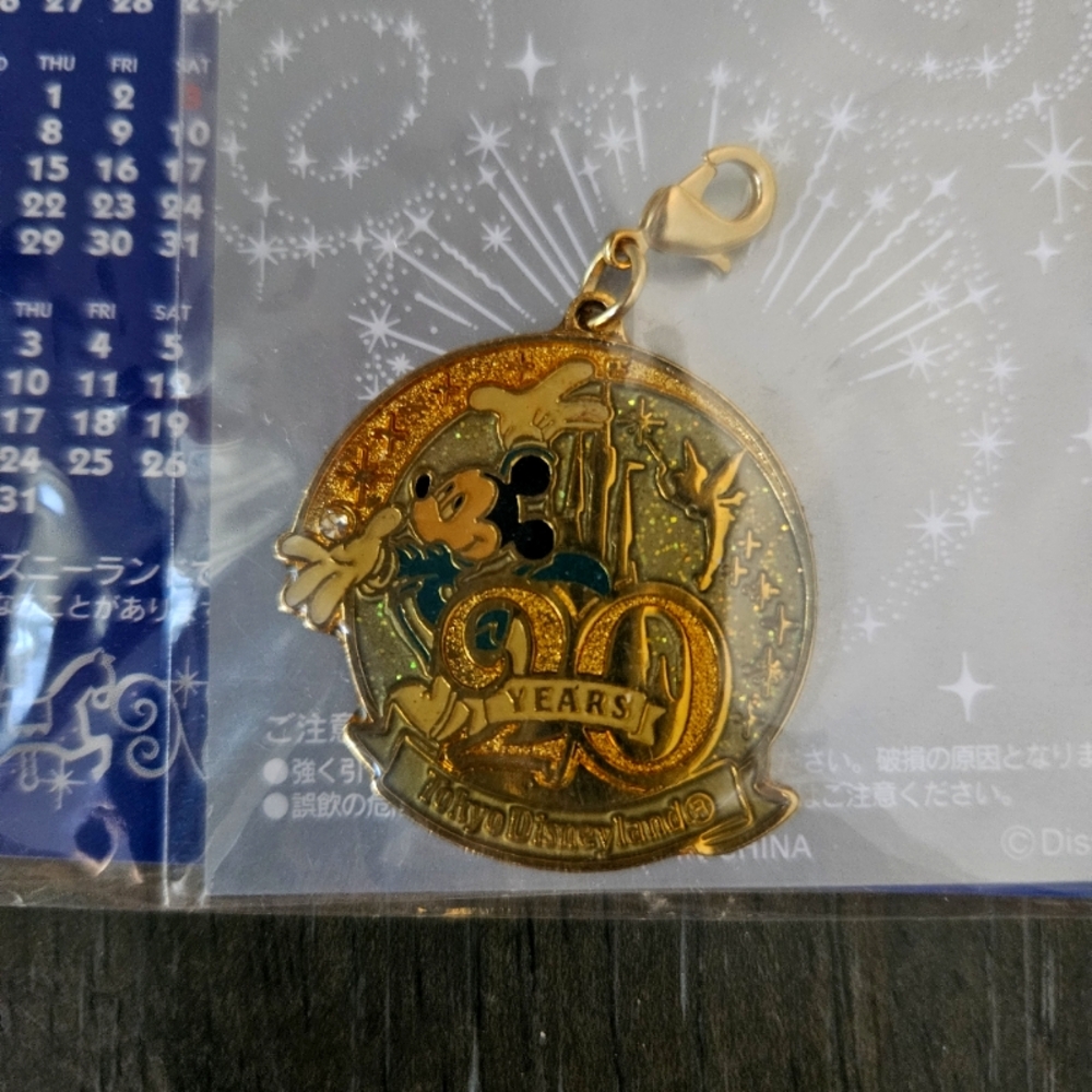 Tokyo Disneyland 20th Anniversary Mickey Mouse Charm Dangle Disney W/ Program